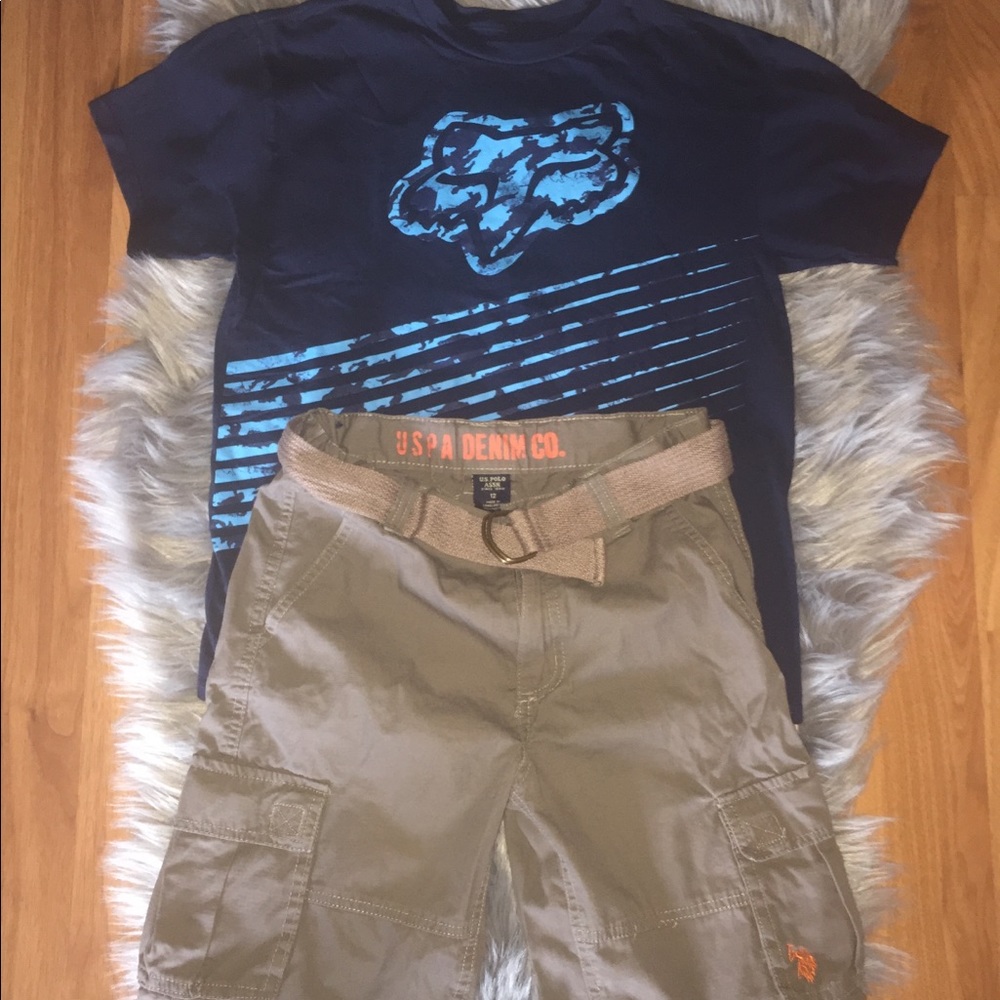 US Polo shorts size 12 and Fox racing shirt bundle